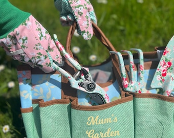 Floral Personalised Garden Storage CARRY BAG- floral garden gift-useful garden holder- pretty floral patten- garden gift for her