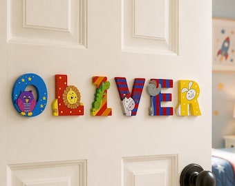 Hand Painted Wooden Animal Alphabet Letters: Nursery Decor