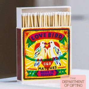 Retro Love Birds Matches: Hand-Dipped Long Matches, Couples Gift
