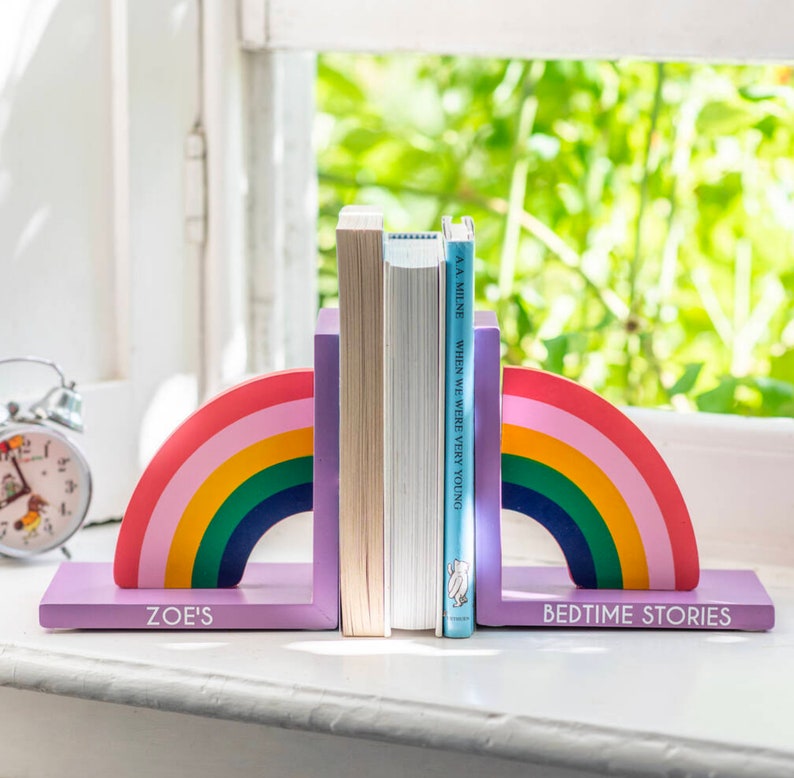 Personalised Nursery Bookends New Baby Bookends RAINBOW Etsy