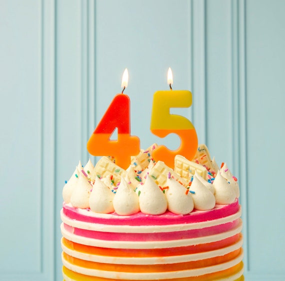 Bougies pour gâteau d'anniversaire colorées à la main Numéro ombré Trempées  à la main TOUS LES CHIFFRES couleurs vives Bougies écologiques sans  paillettes -  France