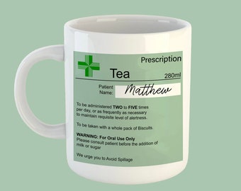 Personalised Prescription Coffee Tea Mug - Birthday Gift Idea - Funny Gift Mug - Coffee Tea - Co-Worker Gifts - Ceramic Mug - secret santa