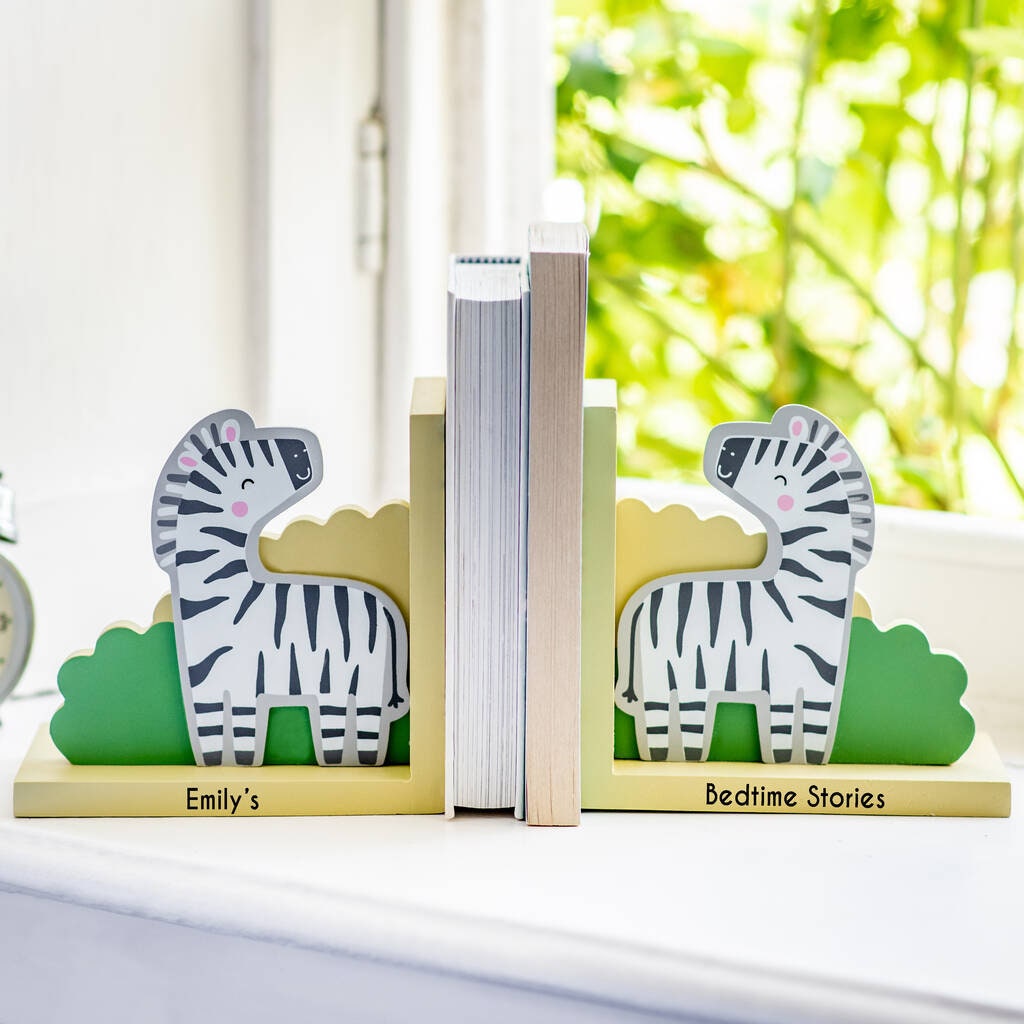Personalised Nursery Bookends New Baby Bookends Zebra Etsy
