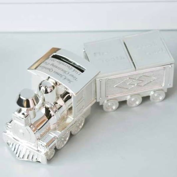 Personalised Tractor Silver Plated Money Box , Christening gift for a little boy , Keepsake money box , piggy bank