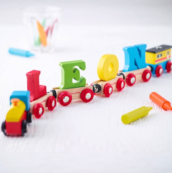 wooden name train for baby