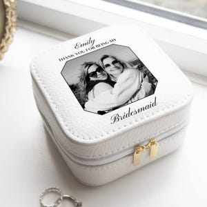 Portagioielli personalizzato per damigella d'onore o damigella d'onore - Portagioielli da viaggio personalizzato - Foto personalizzata - Regali per la migliore amica