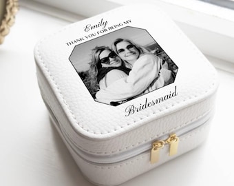 Personalized Photo Bridesmaid Jewelry Case: Custom Travel Keepsake