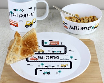 Personalised Little Car Breakfast Set -Tableware Set- First plate - Childs first dinner set - First Birthday