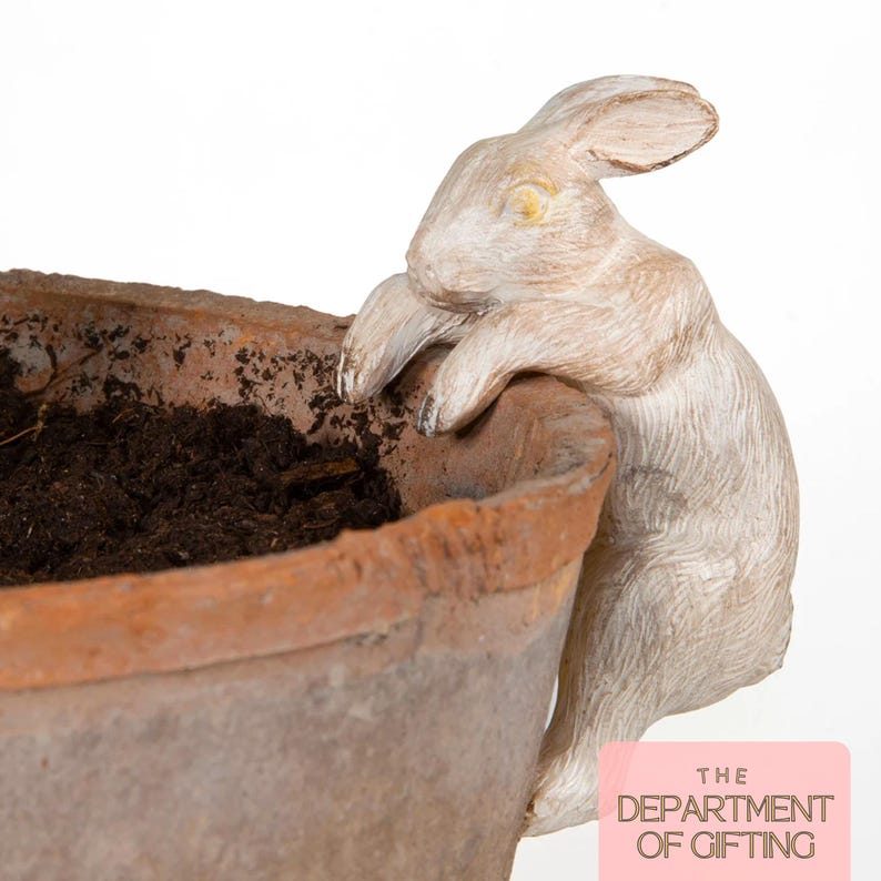 Suspension pour pot lapin moulée à la main : décoration de jardin en résine image 4