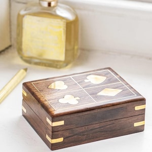 Personalised Luxury Playing Card Box-mens personalised gift- wooden card set- travel game- games for him - game  gift-keepsake card set