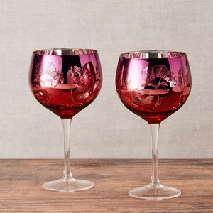 Pink Bloom hand gegalvaniseerde gin-bril-glas-cocktailglas, feestbril -gegalvaniseerd glaswerk - op maat gemaakte charme