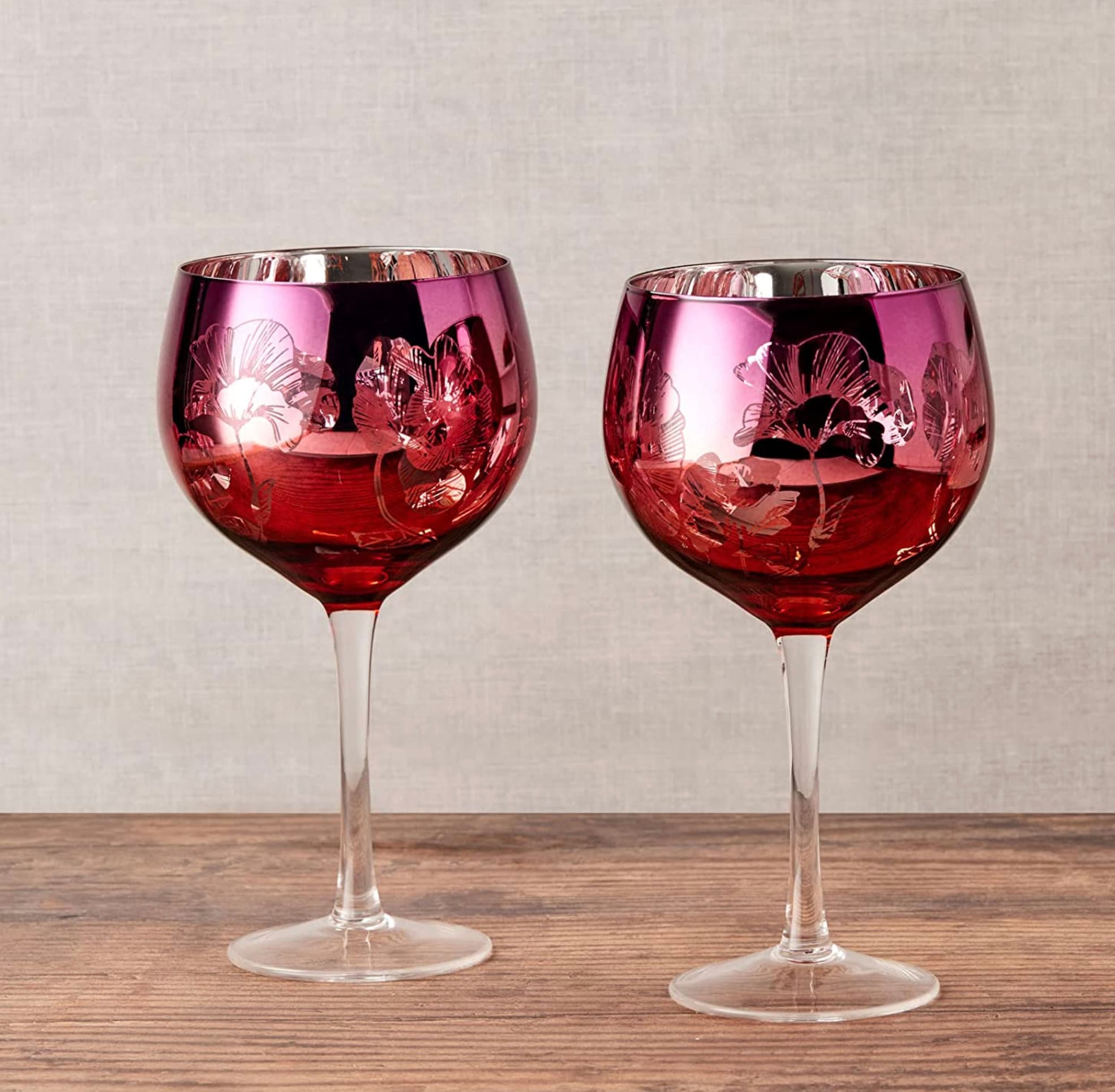 Pink Bloom hand Electroplated Gin Glasses- glass-cocktail Glass , Celebration Glasses -electroplated glassware - Custom Made Charm