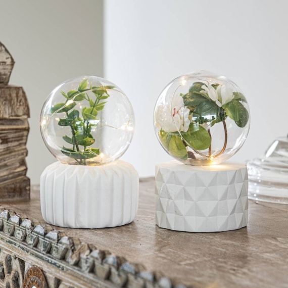 Mini LED Terrarium Ornament Set of 2