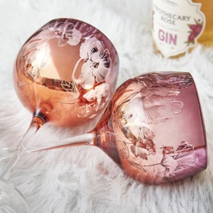 Pink Bloom Hand Electroplated Gin Glass-cocktail Glass ,Celebration Glasses -electroplated glassware-handpainted Custom Charms handcrafted