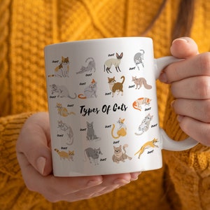 Types Of Cats Mug! - Cat Lover Gifts - Funny Office Gift Mug - Funny Gift - Co-Worker Gifts - Ceramic Mug - Coaster- Rude- Customised-