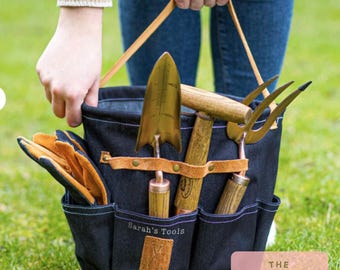 Personalisierte Denim-Garten-Werkzeugtasche: Gärtner Geschenk