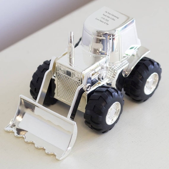 Personalised Tractor Silver Plated Money Box Christening Etsy