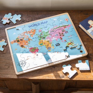 Personalisierte Kinder Weltkarte Puzzle-Lernpuzzle-Puzzle-Puzzle für Kinder- Atlas Geschenk- personalisiertes Puzzle- Weltkarte Geschenk