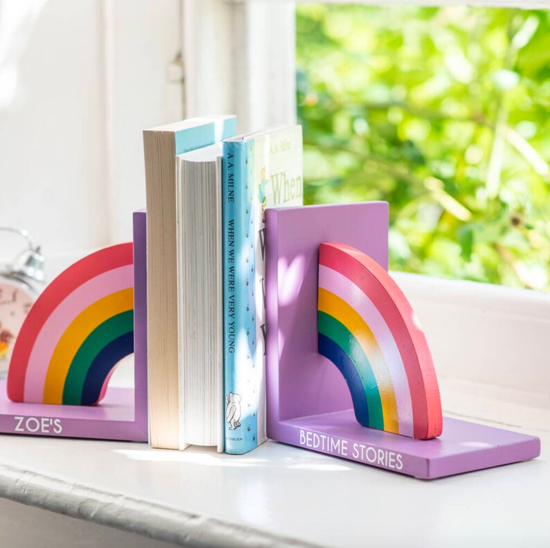 Personalised Nursery Bookends New Baby Bookends RAINBOW Etsy