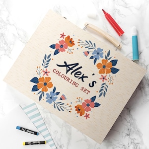 Personalized Floral Art Set: 63-Piece Kids&#39; Art Box