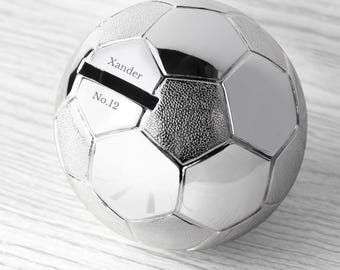 Personalisierte Versilberte Fußball Spardose: Taufgeschenk
