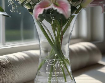 Vaso de vidro personalizado para aniversário: presente personalizado gravado