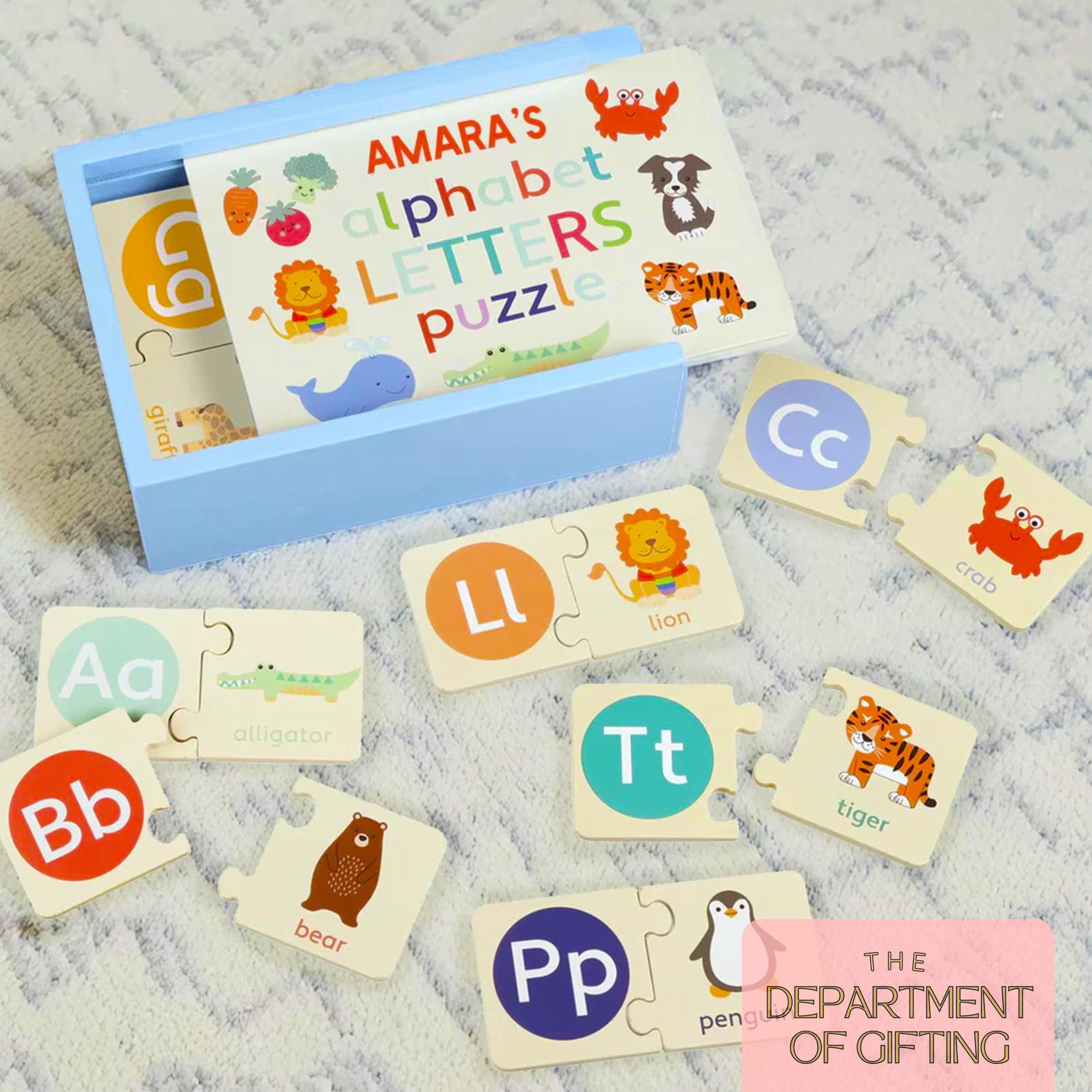 Personalized Alphabet Puzzle – Wooden ABC Learning Toy, Custom Box