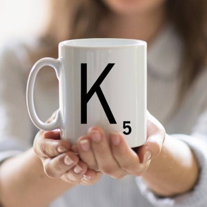 Taza de cerámica personalizada con letras de la A a la Z - Taza con letras - Monograma - Taza personalizada - Regalo de cerámica - Regalos de la A a la Z - Taza con iniciales