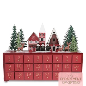 Calendrier de l'Avent personnalisé en bois rouge : scène d'hiver festive - Carol singers-adventskalender-Calendrier de l'avent image 7