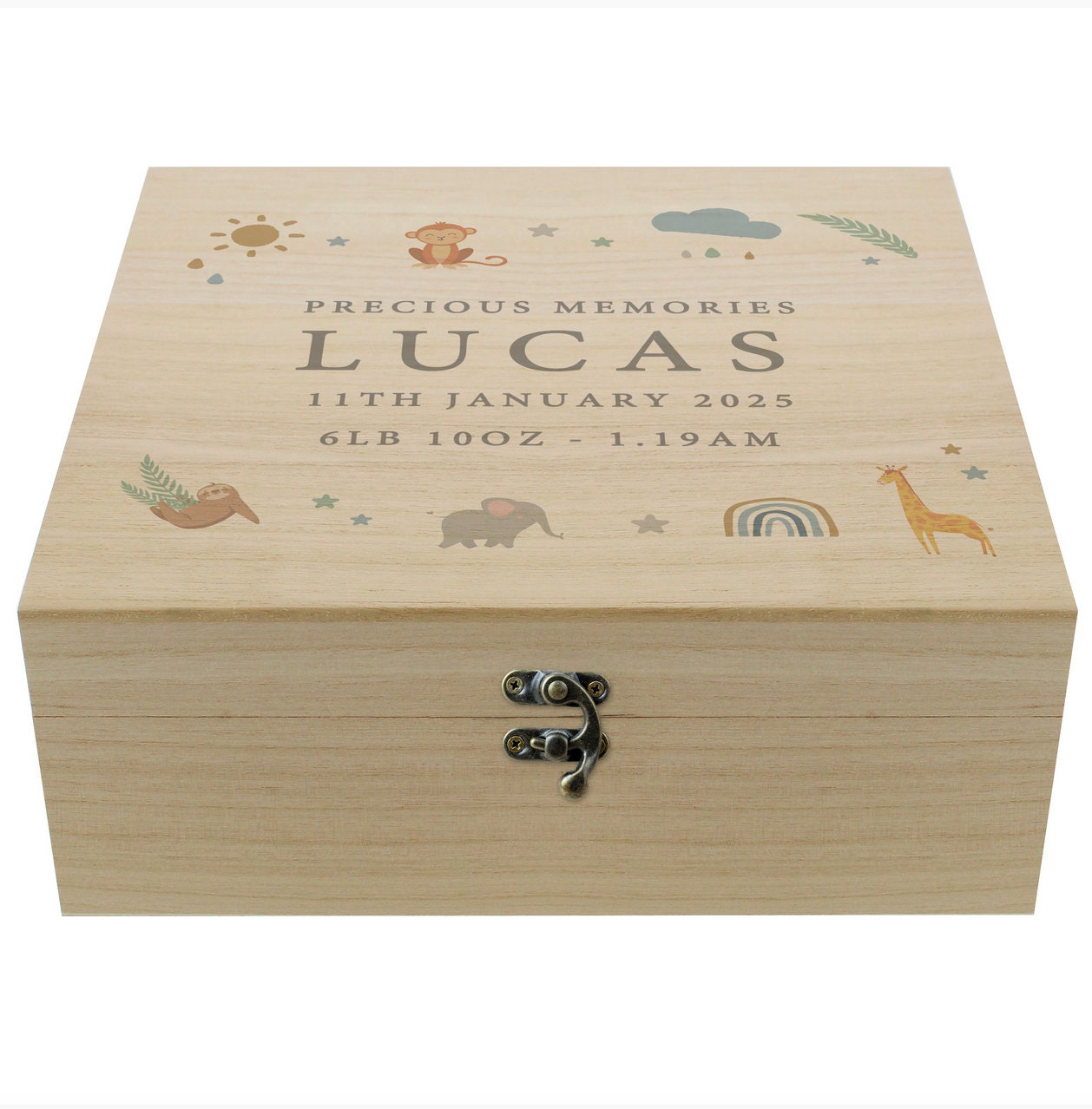 Personalized Safari Animals Wooden Keepsake Box: Newborn Gift - Etsy
