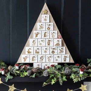 Personalized Wooden Christmas Tree Advent Calendar: Reusable Keepsake