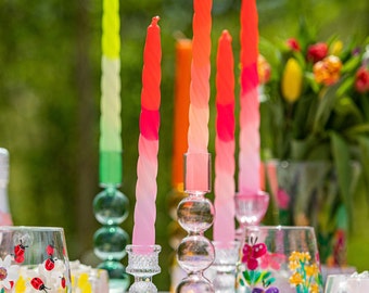 Ombre dinner candles, hand made candles, dinner candles, hand poured- twisted candles- stunning colours