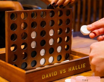 Personalized Wooden Four In A Row Game: Luxury Travel Game, Birthday Gift