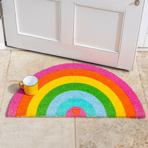 Rainbow Shape Door Mat Bright Fun Doormat Door Matmade From Etsy