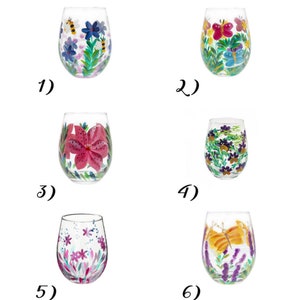 Hand Painted Flower Glass Tumblers Celebration Glasses water glasses-pretty glasses flowers image 5