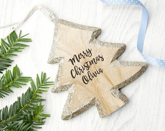 Personalised sparkling Christmas decoration - glitter tree decoration - snowflake personalised decoration