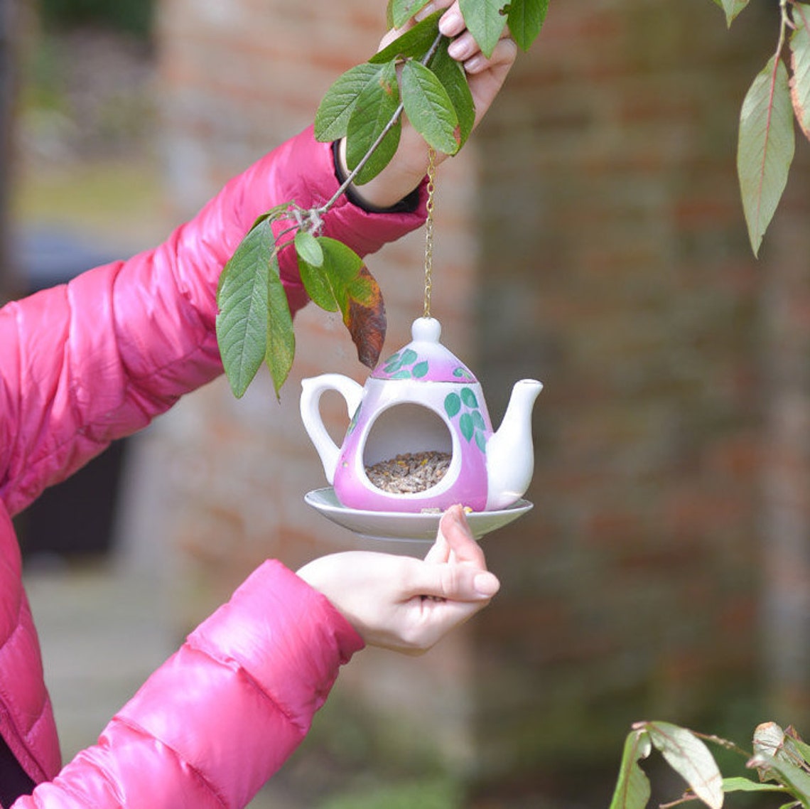 Sweet Hanging Bird Food Teapot Bird Food Ceramic Bird Etsy