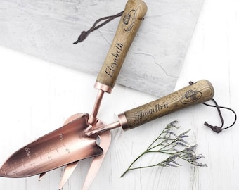 Personalised Luxe garden tools- copper Fork and Trowel tools- customised garden gift-garden tool gift - gardners gift-gift for all Gardeners