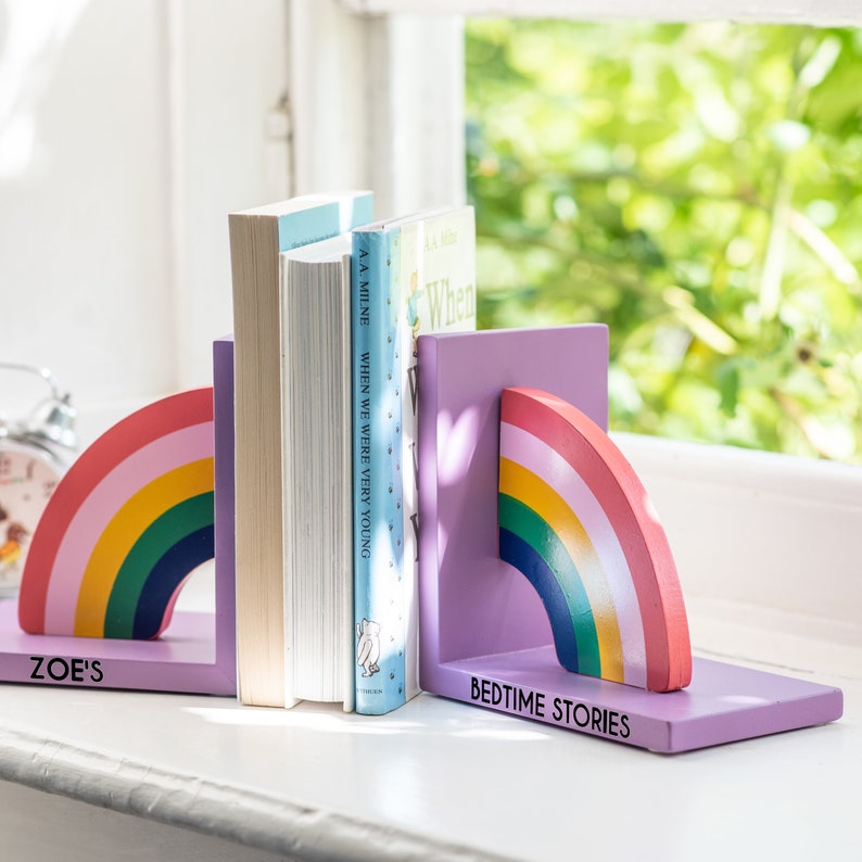 Personalised Nursery Bookends New Baby Bookends RAINBOW Etsy
