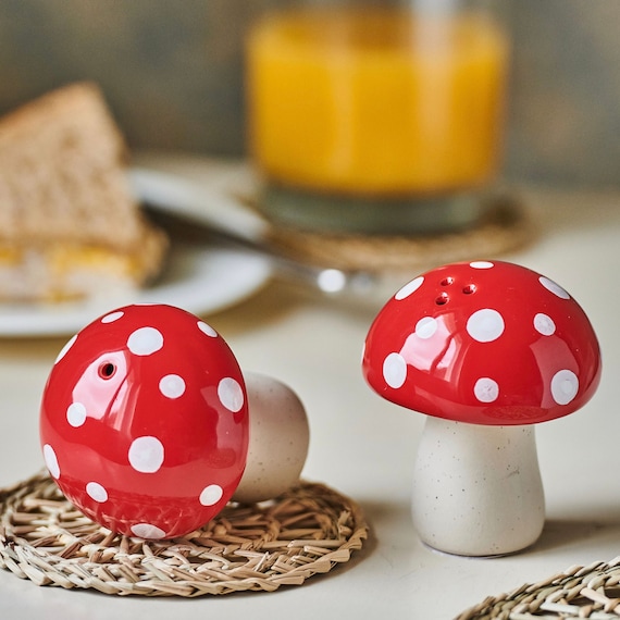 Set Di 4 Sottobicchieri In Ceramica A Forma Di Fungo, Vintage Boho Con Motivi Botanici Di Felci, Fondo In Sughero, Assorbenti E Antiscivolo