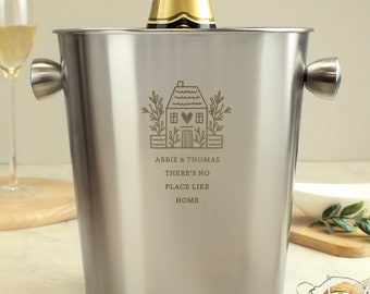 Personalised House Stainless Steel Ice Bucket - new home gift- customised-celebration gift-new home