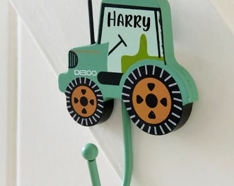 Personalised Childs Digger/Fire Engine/Tractor Coat Hooks - hooks - Childs coat hook- nursery update-Personalised Children&#39;s Transport Hooks