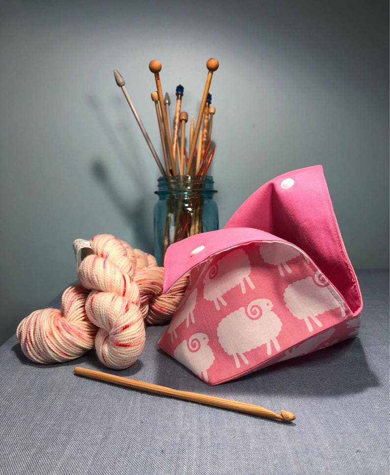 Yarn Keeper Bento Style Yarn Bowl Sheep Print Yarn Bag Etsy