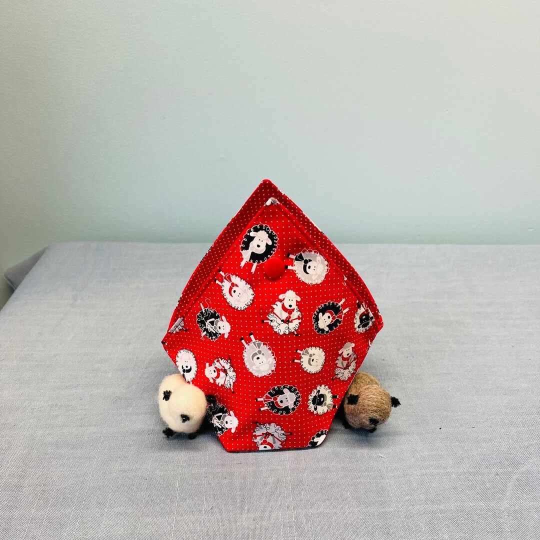 Yarn Keeper Bento Style Fabric Yarn Bowl Tiny Tossed Sheep Etsy