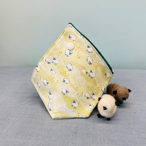 Yarn Keeper - Bento Style Fabric Yarn Bowl - Tiny Sheep Print