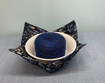 Microwave Bowl Cozy - Blue and Black Batik Fabric