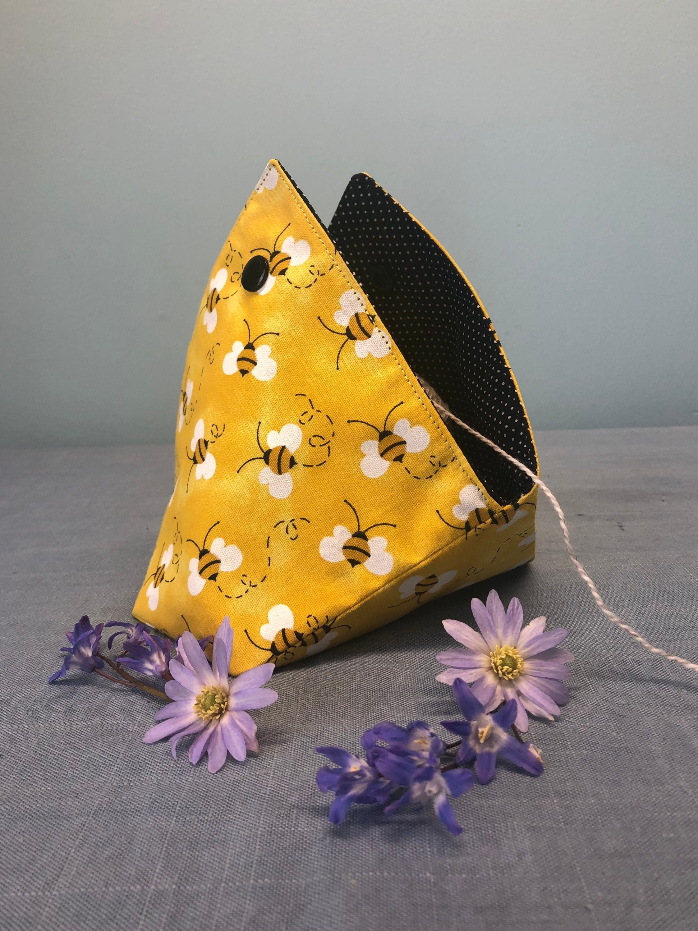 Yarn Keeper Bento Style Fabric Yarn Bowl Bee Print Etsy