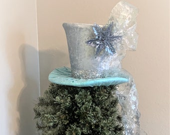 Snowflake Tree Topper Top Hat, Christmas Tree Topper, Tree Topper Top Hat, Top Hat Centerpiece, Christmas Decoration