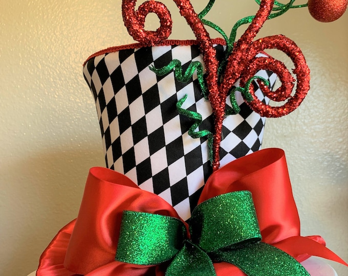 Whimsical Tree Topper Top Hat Christmas Tree Topper Tree Etsy