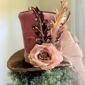 Rose Gold Tree Topper - Christmas Tree Topper Top Hat - Tree Topper Top Hat - Top Hat Centerpiece - Centerpiece Decoration